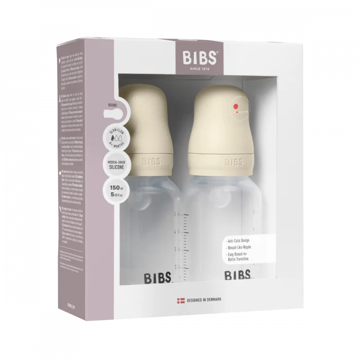 BIBS Baby Bottle Round Silicone Slow Flow Ivory 2×150 ml v:3644192 BIBS Baby Bottle Round Silicone Slow Flow Ivory 2×150 ml v:3644192