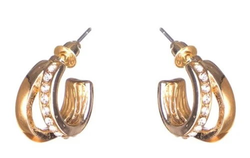 Dazzling Earring Col, Creols Two Lines, One Line W Crystals Gold v:2292228 Dazzling Earring Col, Creols Two Lines, One Line W Crystals Gold v:2292228
