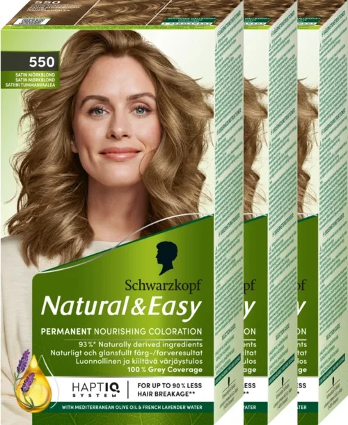 Schwarzkopf Natural&Easy 550 Satin Mörkblond 3-pack v:7036477
