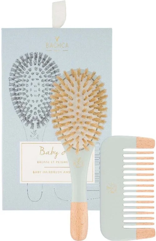 BACHCA Baby Kit Brush 100% boar small size + wooden comb Blue v:7841113 BACHCA Baby Kit Brush 100% boar small size + wooden comb Blue v:7841113