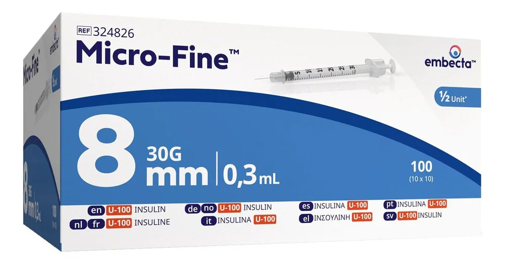BD Microfine + 0,30 ml U-100 -100 stk v:4100325 BD Microfine + 0,30 ml U-100 -100 stk v:4100325