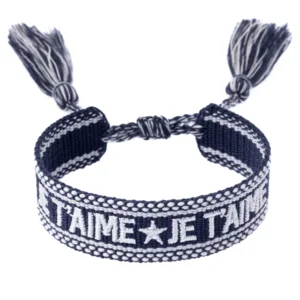 DARK Woven Friendship Bracelet Je T’aime Navy Blue v:2973761