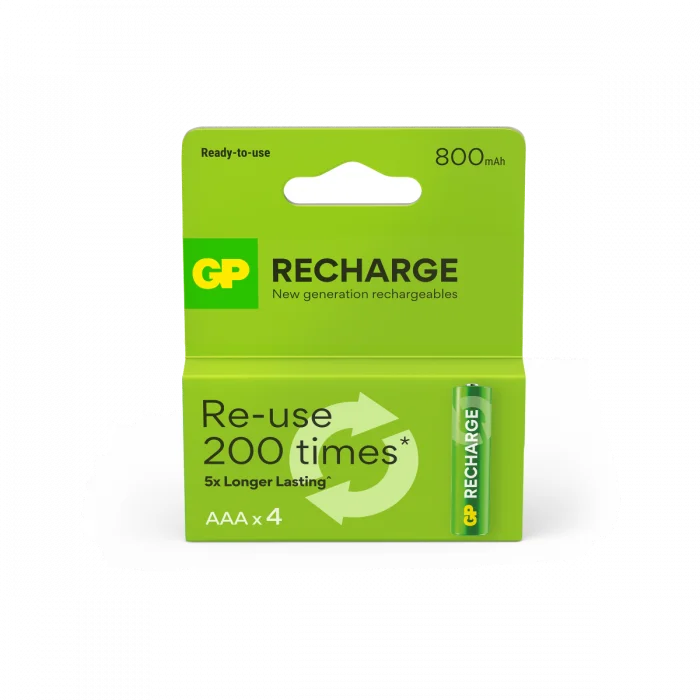 GP Recharge AA NiMH batteri 800mAh 4-pack v:8033405