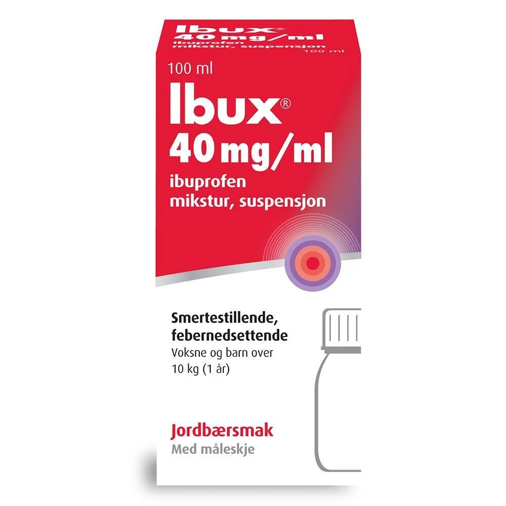 Ibux mikstur 40 mg/ml jordbær – 100 ml. v:9689404