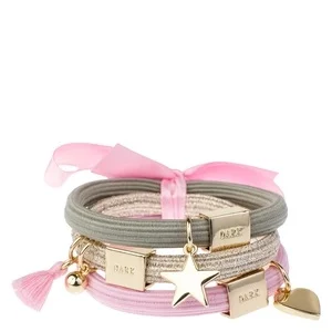 DARK Hair Ties Hair Ties Charm Combo Pink & Green With Gold 3pcs v:8902510