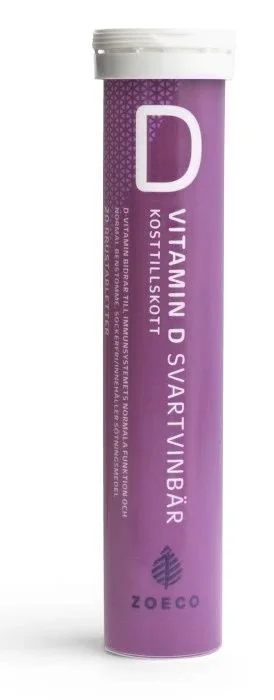 Zoeco Vitamin D solbær 20 brusetabletter v:5602844
