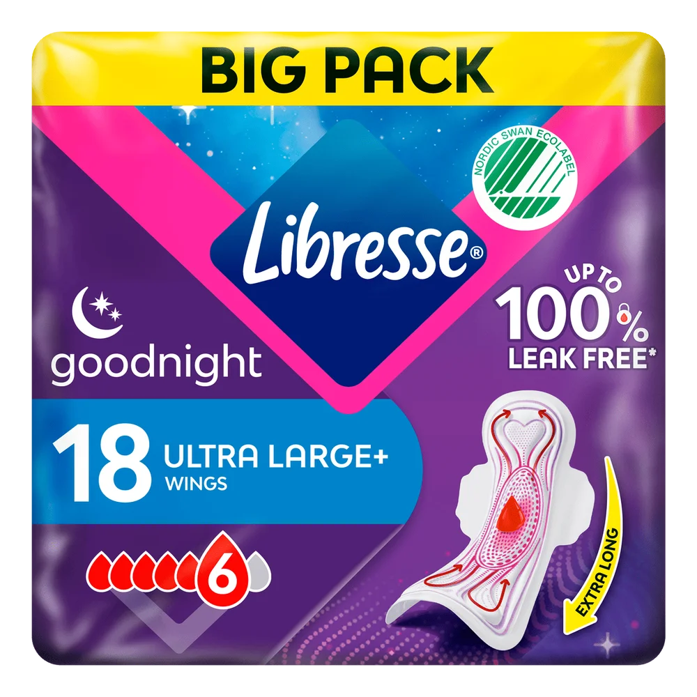 Libresse Ultra Night Wing Big Pack – 18 stk. v:9498528 Libresse Ultra Night Wing Big Pack – 18 stk. v:9498528