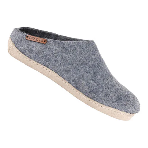 Ulltøffel m. Lærsåle Denim | 36 v:9341595