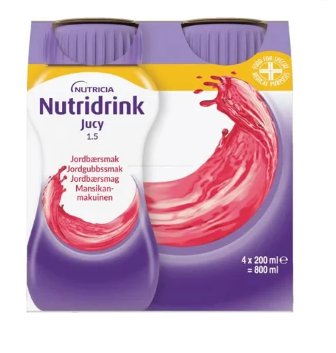 Nutridrink Jucy 1,5 kcal jordbærsmak 4x200 ml v:4058804
