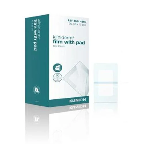 Kliniderm Film Steril med sårpute 10x25cm – 50 stk v:3549186 Kliniderm Film Steril med sårpute 10x25cm – 50 stk v:3549186