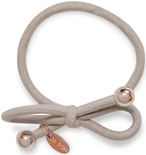 Ia Bon Hair Tie With Gold Bead Taupe v:8021452