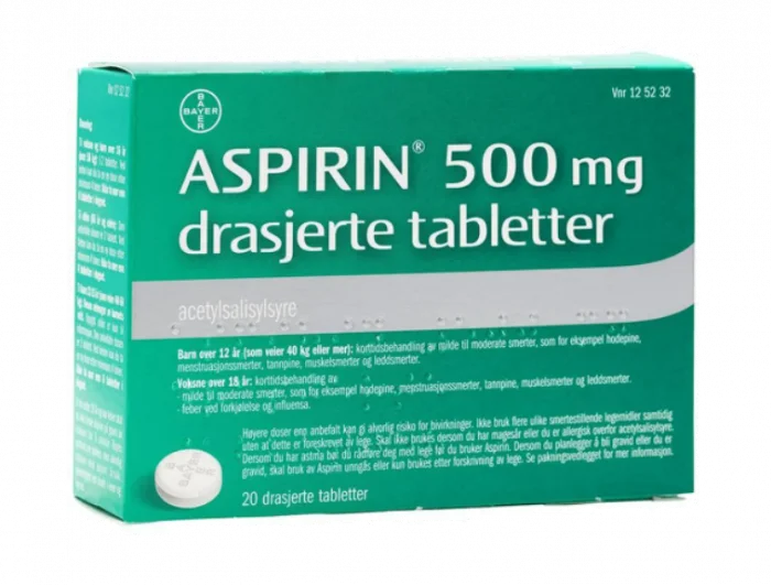 Aspirin 500 mg drasjerte tabletter 20 stk v:1734028