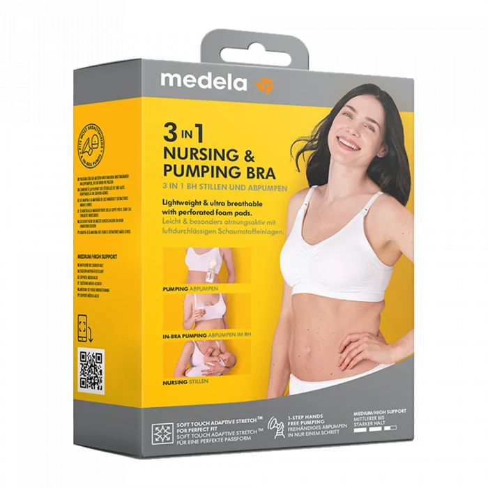 Medela 3-i-1 amme- og pumpe-BH, hvit, M v:5599873 Medela 3-i-1 amme- og pumpe-BH, hvit, M v:5599873