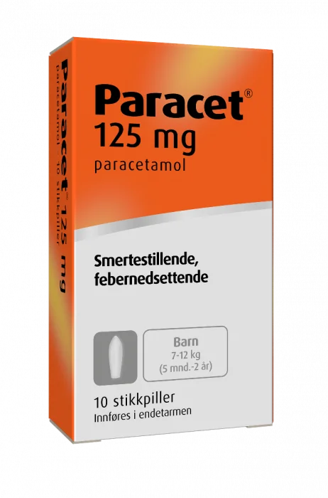 Paracet 125 mg stikkpiller 10 stk – mot smerte og feber v:7985991