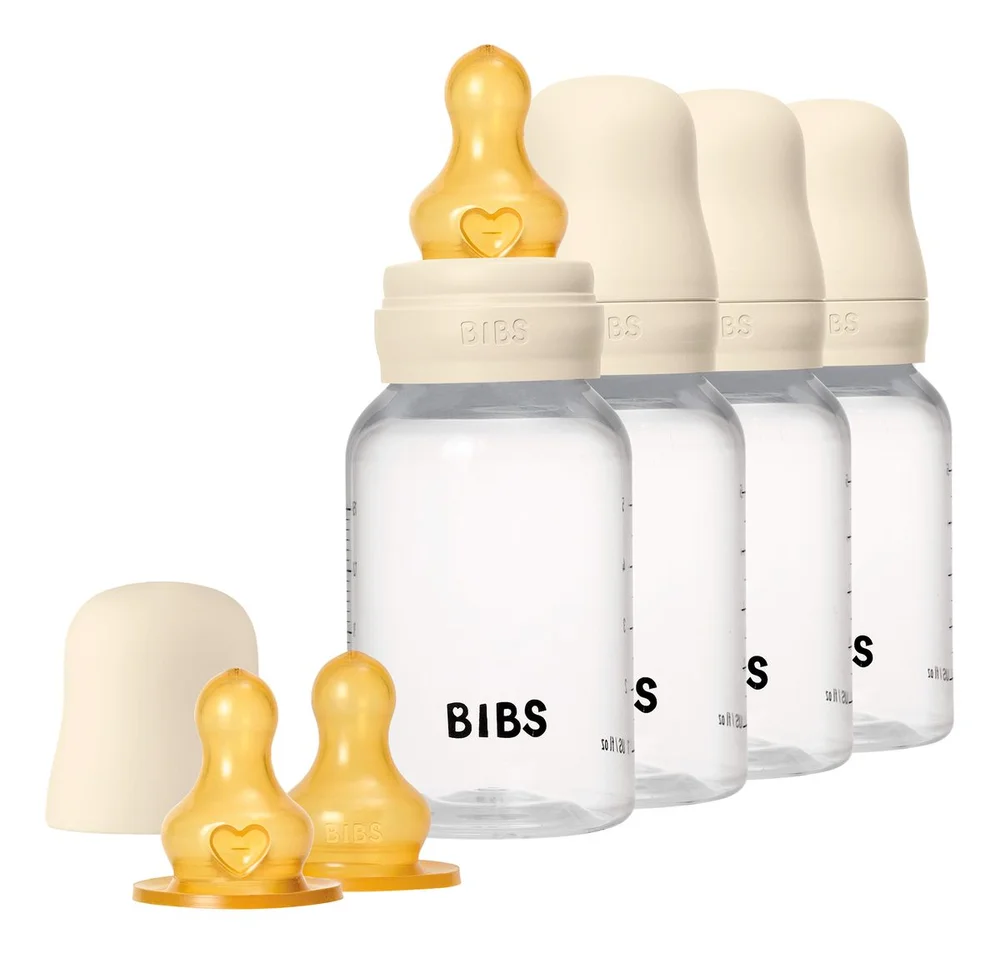 BIBS Baby Bottle Round Latex 150 ml Ivory - 4 stk. v:3229701