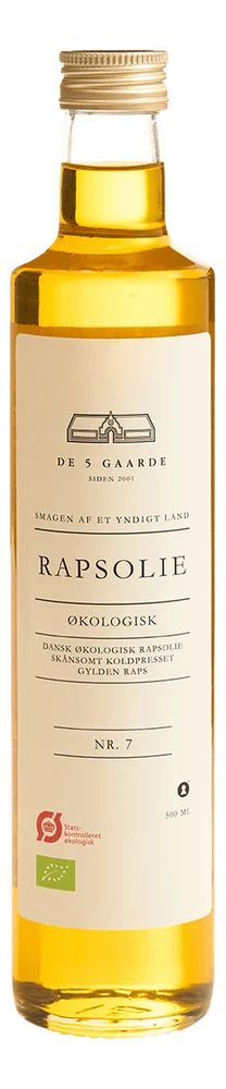 DE 5 GAARDE Dansk kaldpresset rapsolje, Økologisk – 500 ml. v:2006983 DE 5 GAARDE Dansk kaldpresset rapsolje, Økologisk – 500 ml. v:2006983