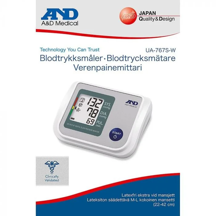 A&D Blodtrykksmåler UA-767S-W v:3136201