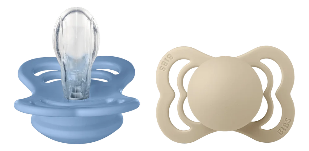 BIBS Pacifier Supreme Silicone Str. 1 Vanilla/Sky Blue – 2 stk. v:8632567