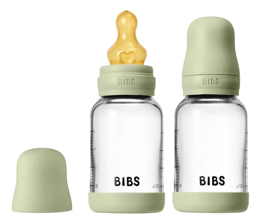 BIBS Glass Baby Bottle Round Latex 120 ml Slow Flow Sage – 2 stk. v:2006555 BIBS Glass Baby Bottle Round Latex 120 ml Slow Flow Sage – 2 stk. v:2006555