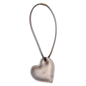 DARK Heart Bag Charm Sparkled Warm Taupe v:5452043
