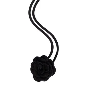DARK Satin Rose Brooch Small Black v:5673061