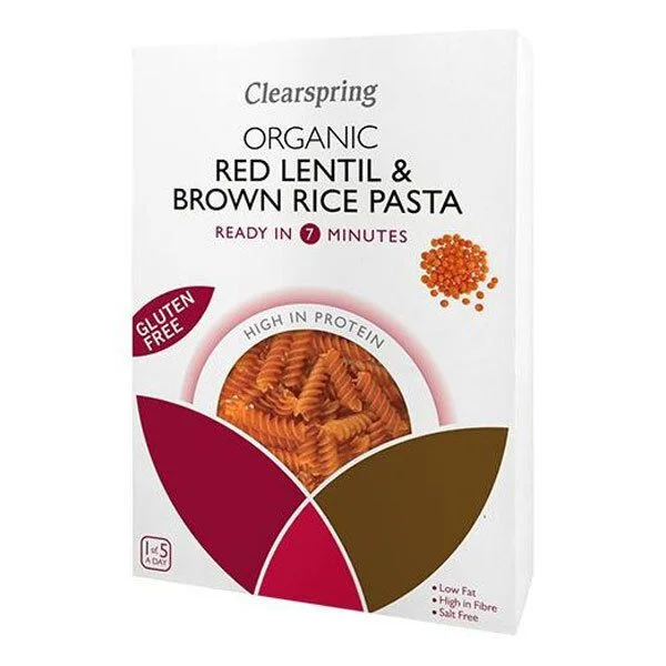 Clearspring røde linser & brun ris fusilli Ø – 250 g v:2253473