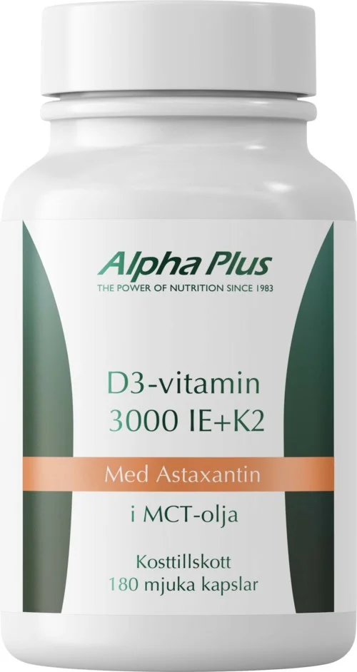 Alpha Plus D3-vitamin 3000 IE + K2 180 stk v:3042167 Alpha Plus D3-vitamin 3000 IE + K2 180 stk v:3042167