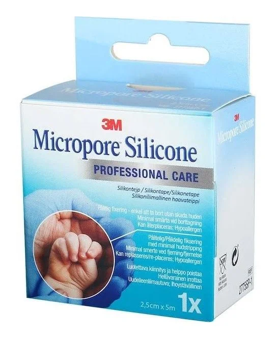 3M Micropore Silikontape 2,5cm x 5m v:8695074 3M Micropore Silikontape 2,5cm x 5m v:8695074