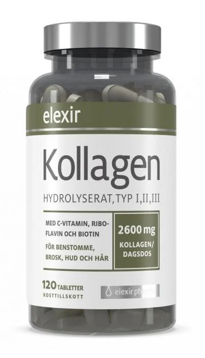 Elexir Pharma Kollagen hydrolysert type I, II og III tabletter 120 stk v:5391211 Elexir Pharma Kollagen hydrolysert type I, II og III tabletter 120 stk v:5391211