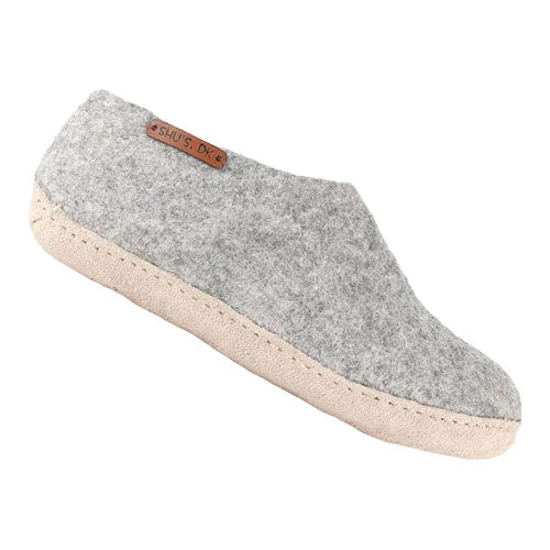 Hjemmesko m. Lærsåle Light Grey | 37 v:7642850