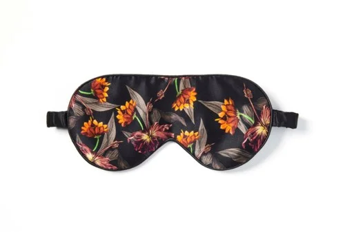 Fan Palm Eye Mask Black Hibiscus 100% mulberry silk v:7195786 Fan Palm Eye Mask Black Hibiscus 100% mulberry silk v:7195786