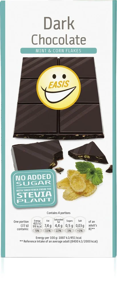 Easis Mørk sjokolade med mynte & cornflakes – 85 g v:5157480 Easis Mørk sjokolade med mynte & cornflakes – 85 g v:5157480