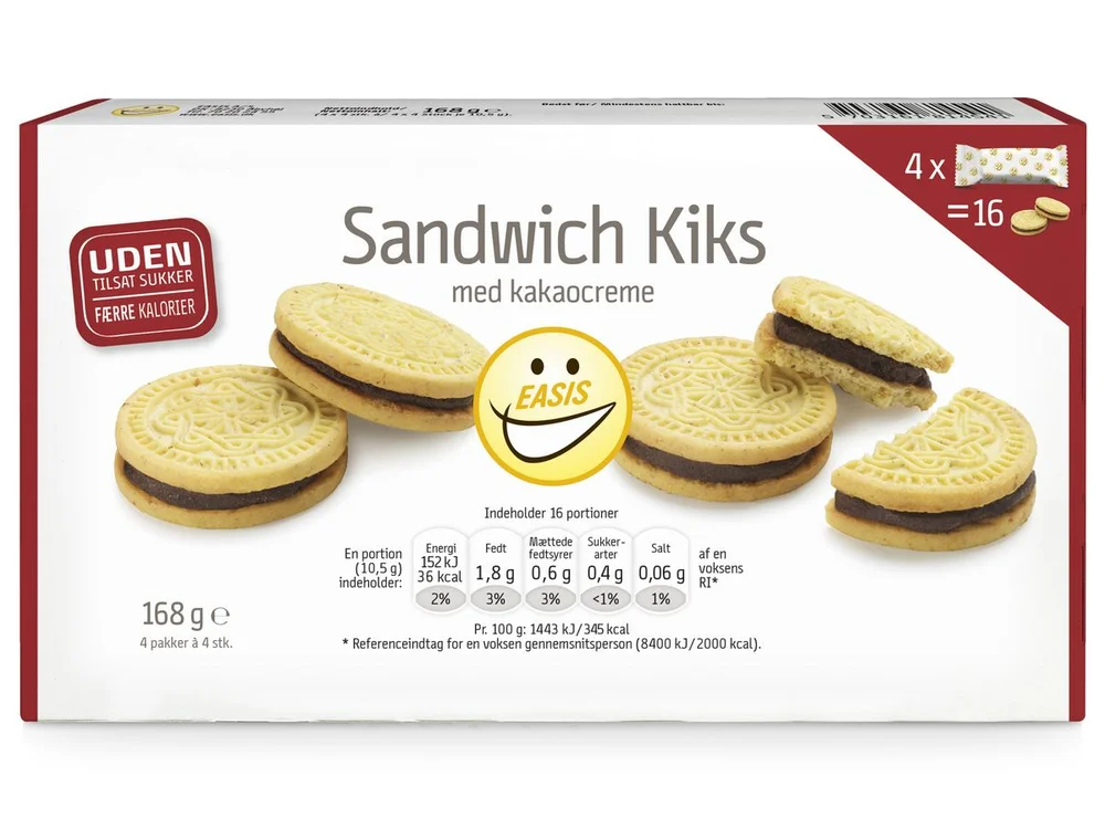 Easis Sandwichkjeks med Kakaokrem – 168 g v:1954900 Easis Sandwichkjeks med Kakaokrem – 168 g v:1954900